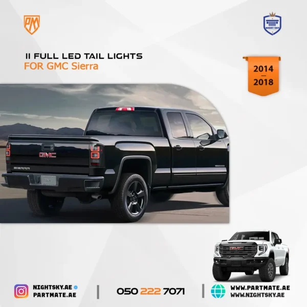 VLAND II Full LED Tail Lights for GMC Sierra 1500/2500/3500 (2014–2018) – Clear with Dynamic Welcome Lighting - Image 5