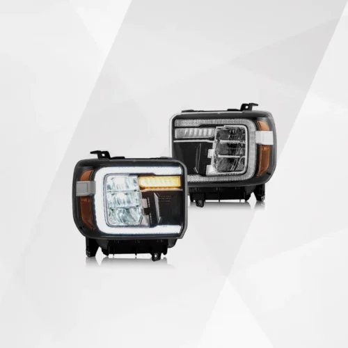 VLAND LED Projector Headlights for GMC Sierra 1500 (2014–2018) & 2500HD/3500HD (2015–2019) – Dynamic DRL, Sequential Turn & Amber Reflector (Clear)