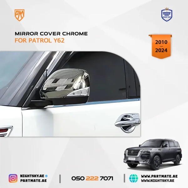 Chrome Side Mirror Covers for Nissan Armada / Patrol Y62 – 2 pcs - Image 3