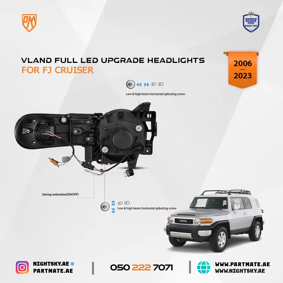 06–23 Toyota FJ Cruiser XJ10 Vland Full LED Upgrade Headlights - Image 3