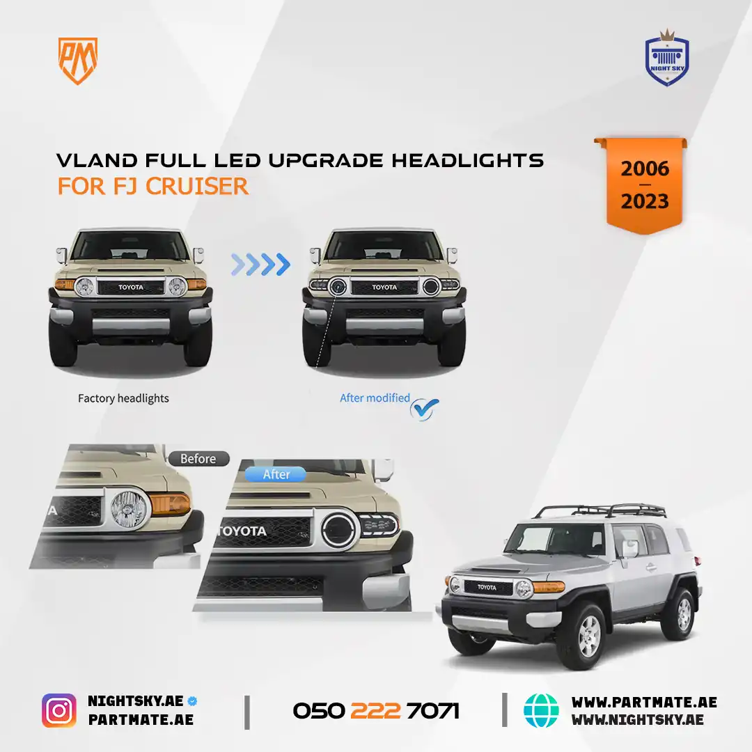06–23 Toyota FJ Cruiser XJ10 Vland Full LED Upgrade Headlights - Image 4