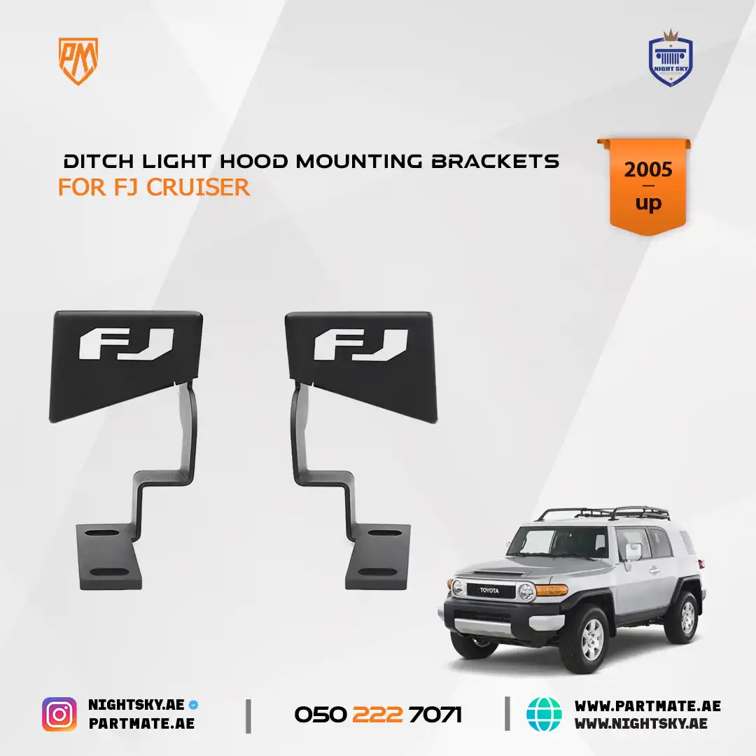 2007–2023 Toyota FJ Cruiser Ditch Light Hood Mounting Brackets - Image 3