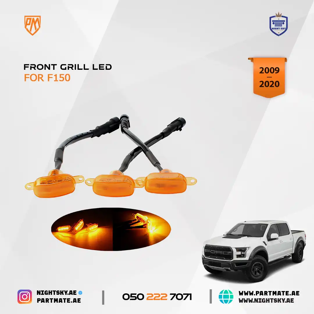 Amber LED Flashing Light Car Front Grille LED Light for Ford F-150 (2010–2018) – Raptor Style Grill - Image 3