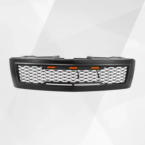 Chevrolet Silverado 1500 Front Grille (2007–2013) – Matte Black Mesh w Amber Signal Light