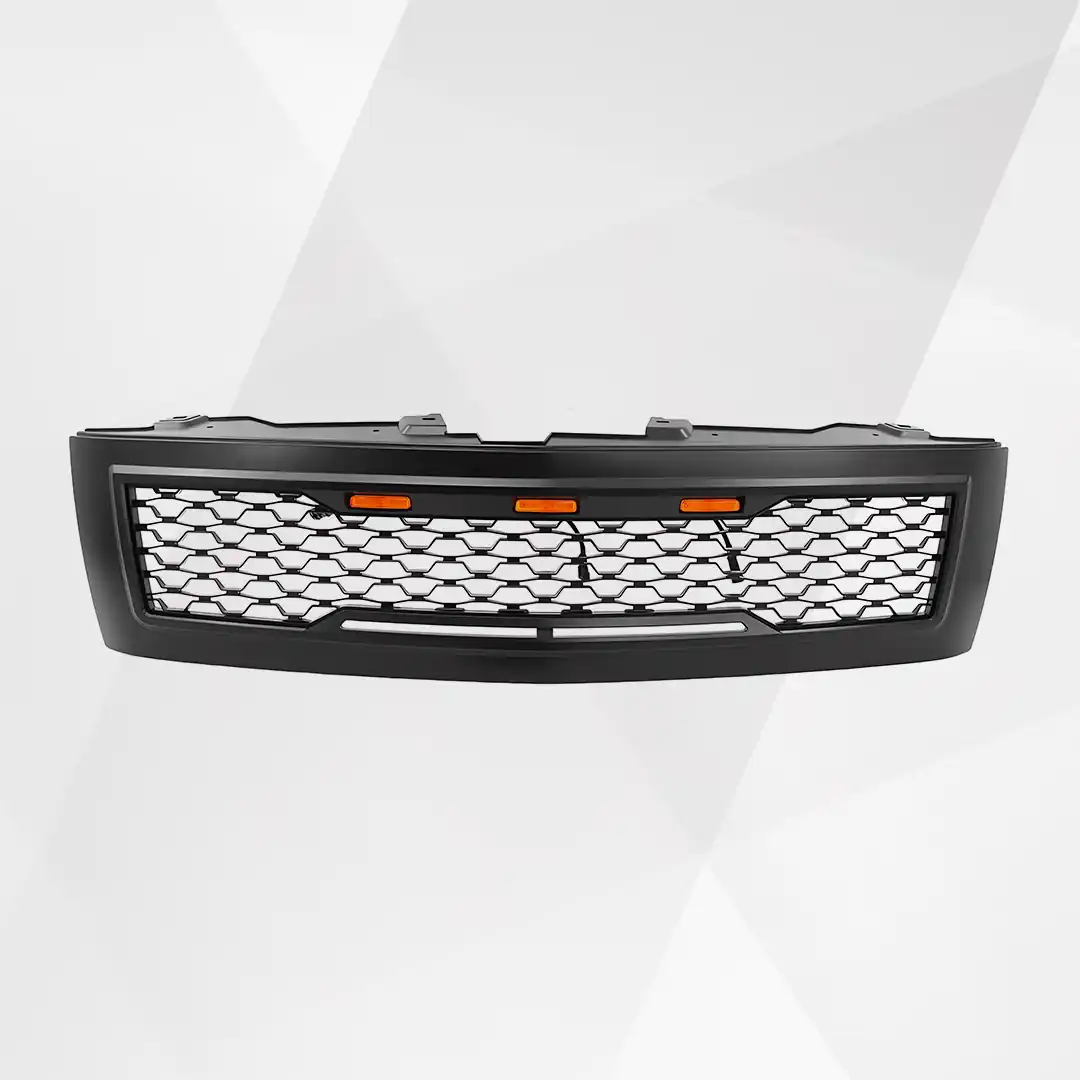 Chevrolet Silverado 1500 Front Grille (2007–2013) – Matte Black Mesh w Amber Signal Light