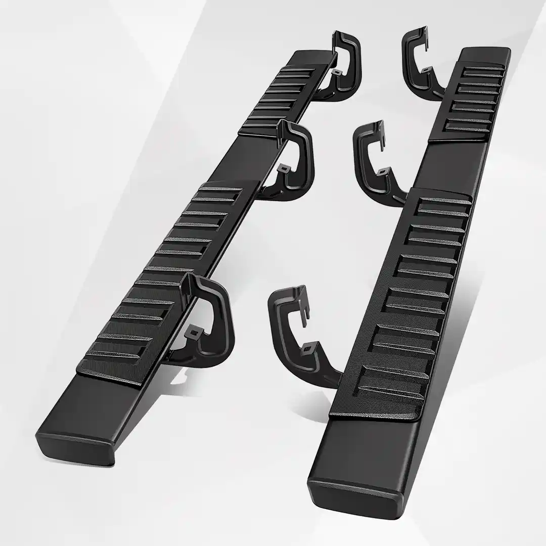 Chevy Silverado GMC Sierra Extended Cab Running Boards (2007–2019) – 6″ Black Nerf Bars