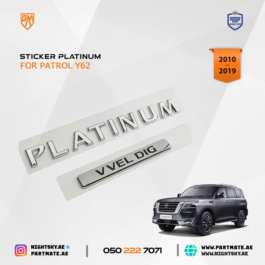Emblem Sticker V8 Platinum+ for Nissan Patrol & Armada Y62/Y61 – Side & Rear Badge - Image 3