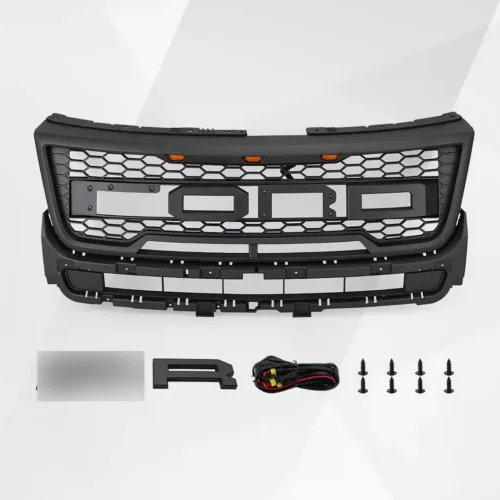 Ford Explorer Front Grille (2016–2017) – Raptor Style Matte Black Grill w Lights