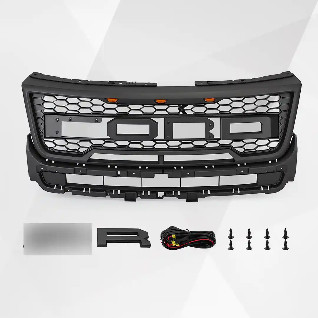 Ford Explorer Front Grille (2016–2017) – Raptor Style Matte Black Grill w Lights