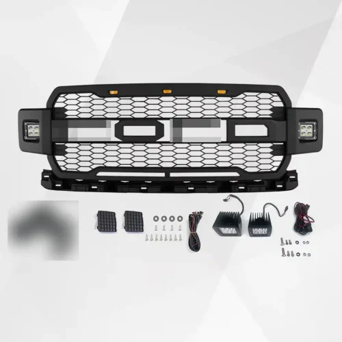 Ford F-150 Front Grille (2018–2020) – Matte Black Upper Bumper Grill w Lights