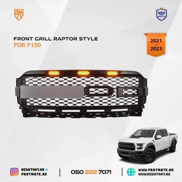 Ford F-150 Front Grille (2021–2022) – Raptor Style w Lights - Image 3