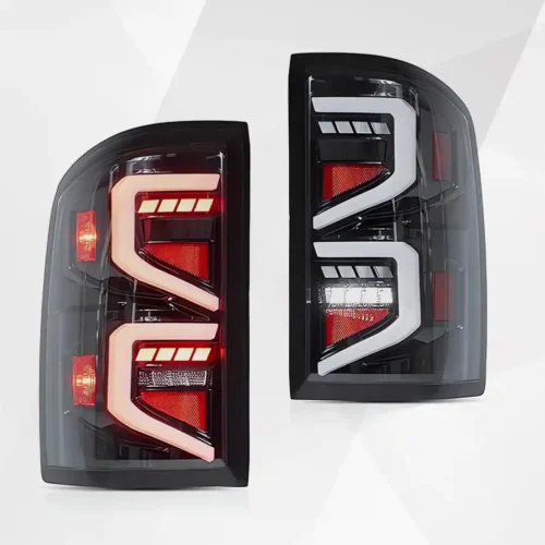 GMC Sierra LED Tail Lights (2014–2018) – Clear Lens w Red Turn Signal & Animation