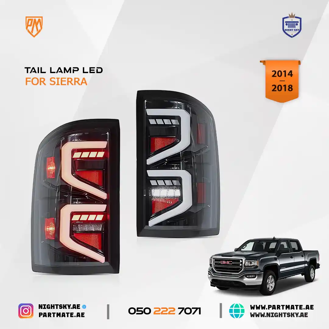 GMC Sierra LED Tail Lights (2014–2018) – Clear Lens w Red Turn Signal & Animation - Image 3