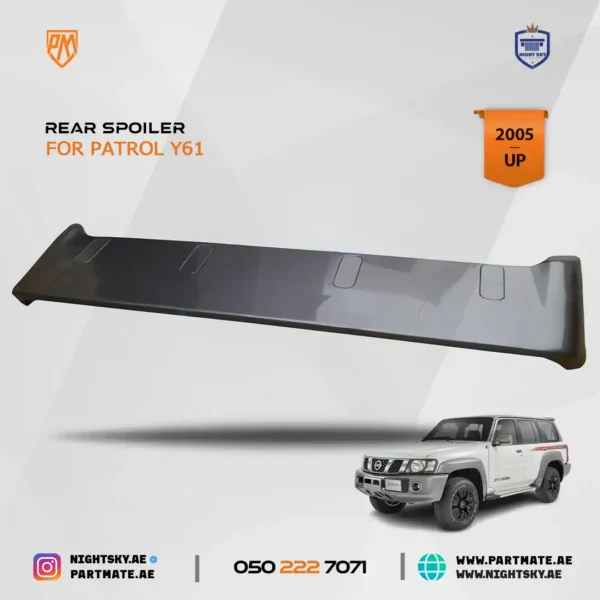 Nissan Patrol Safari VTC Rear Roof Spoiler (2007–2024) – Dark Gray Plastic - Image 3