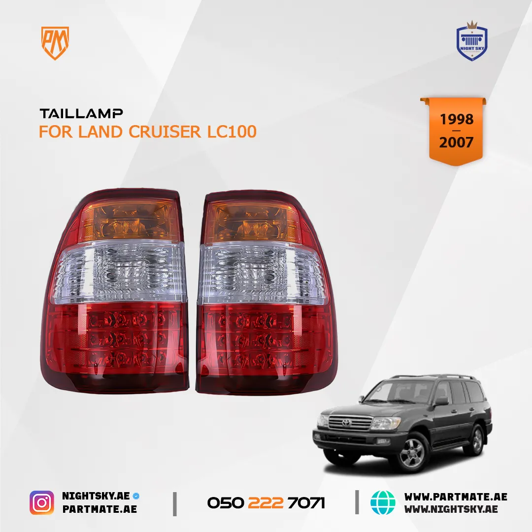Toyota Land Cruiser LED Tail Lights (1998–2007) – Outer Rear Brake Lamps w Bulbs Pair - Image 3