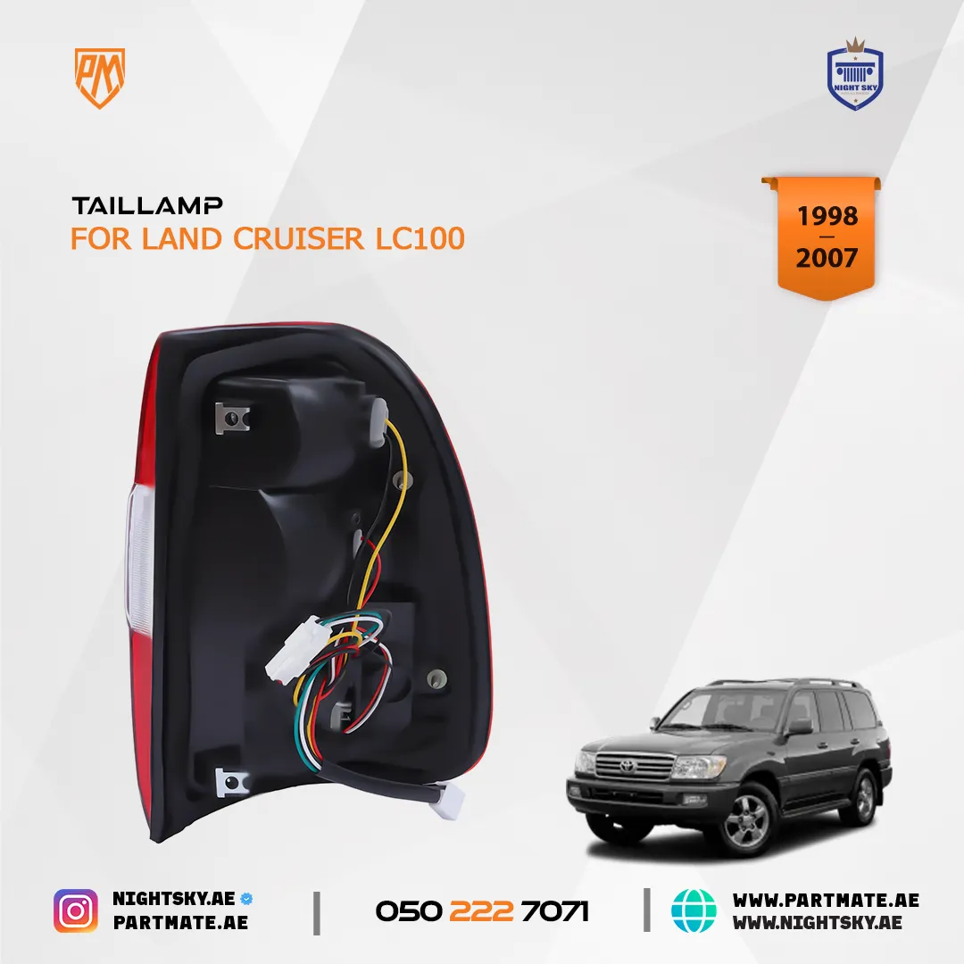 Toyota Land Cruiser LED Tail Lights (1998–2007) – Outer Rear Brake Lamps w Bulbs Pair - Image 4