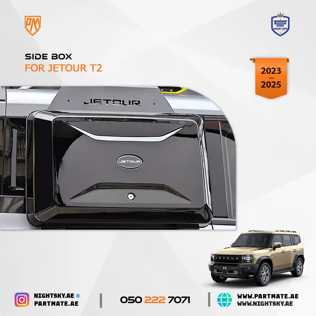 Black Roof Cargo Carrier Box for Jetour T2 (2023–2024) – Side Luggage & Tool Storage Box - Image 4