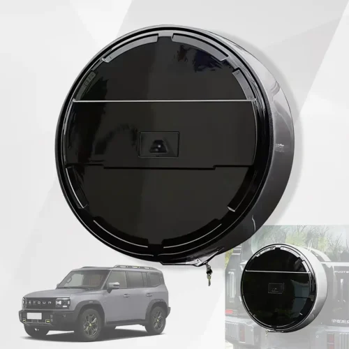 Spare Tire Cover for Jetour T2 (2024) – ABS & Stainless Steel Black Wheel Cover