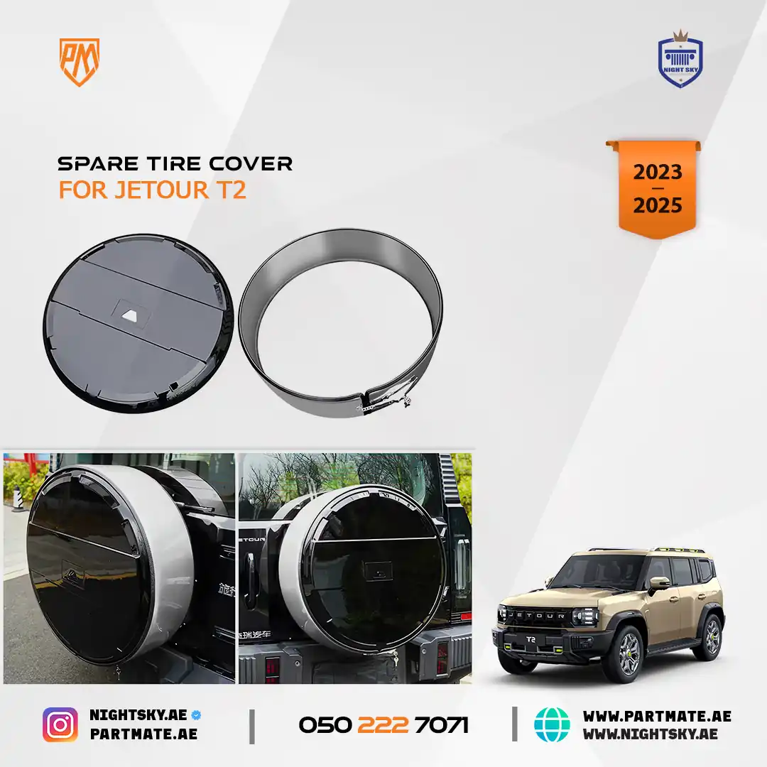 Spare Tire Cover for Jetour T2 (2024) – ABS & Stainless Steel Black Wheel Cover - Image 3
