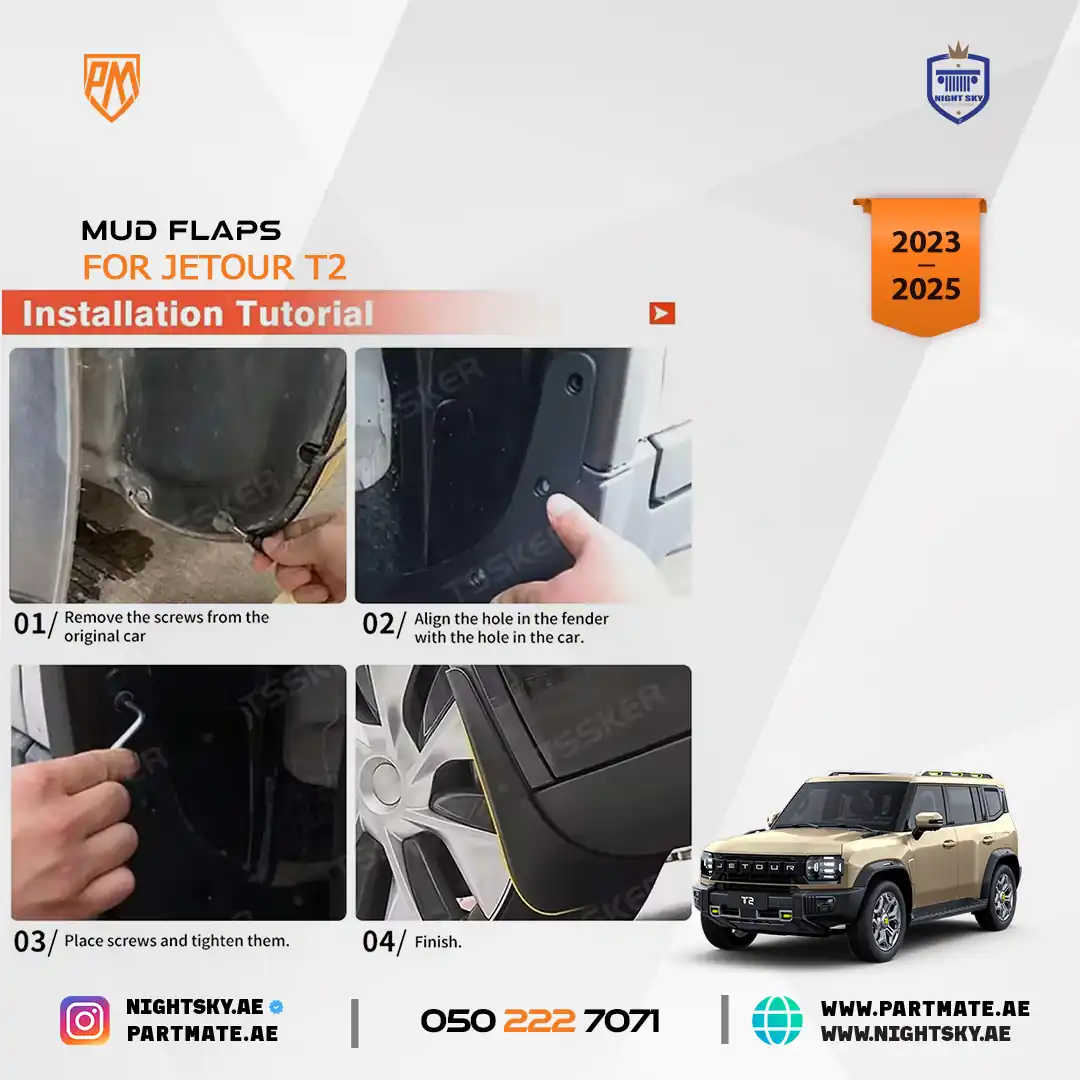 Mud Flaps & Splash Guards for Jetour T2 (2023–2025) – 4PCS Fender Set - Image 4