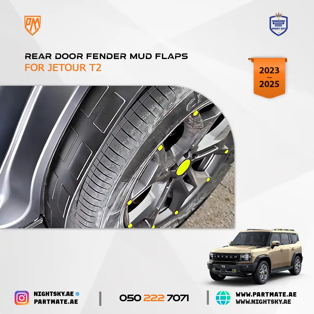 Jetour T2 Rear Door Fender Mud Flaps (2023–2024) – 4PCS Splash Guard Set - Image 3