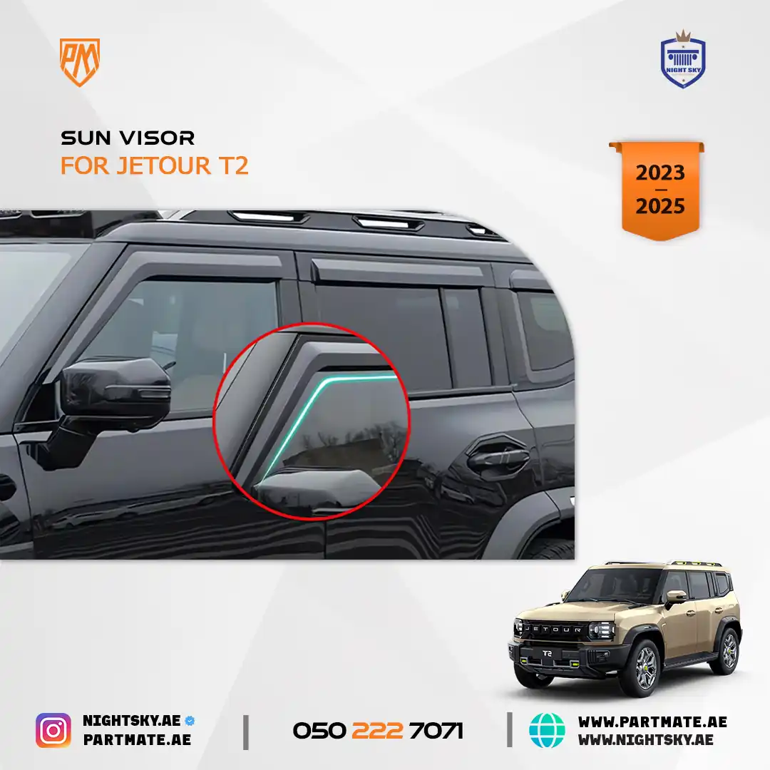 Jetour T2 Window Visors & Rain Guards (2023–2025) – 6PCS Durable Out-Channel Deflectors - Image 6