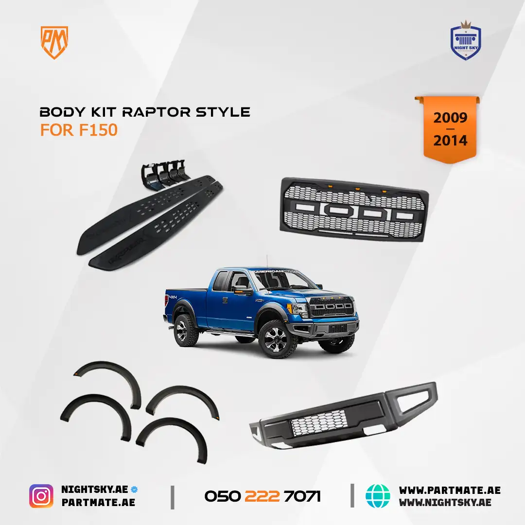 Ford F-150 4 Door 2009-2014 Raptor Style Body Kit Set - Image 2