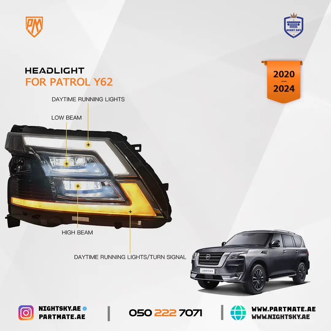 Nissan Patrol Y62 2020-2024 Front Headlights Assembly - Image 4