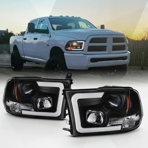 Dodge RAM 2009-2018 LED Tube Black Projector Headlights