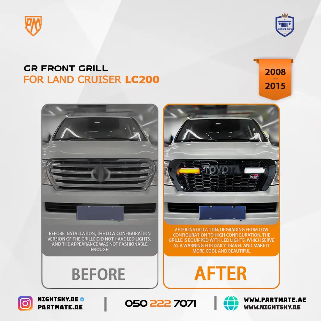 Toyota Land Cruiser LC200 Front Grille with LED Lamp 2008-2015 - Image 3