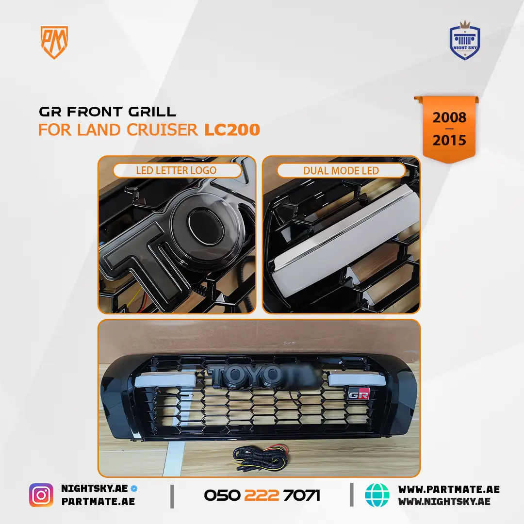 Toyota Land Cruiser LC200 Front Grille with LED Lamp 2008-2015 - Image 5