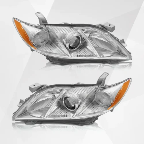 Toyota Camry Projector Headlight Assembly Pair 2007-2009 Chrome Housing Clear Lens (Non-Hybrid)