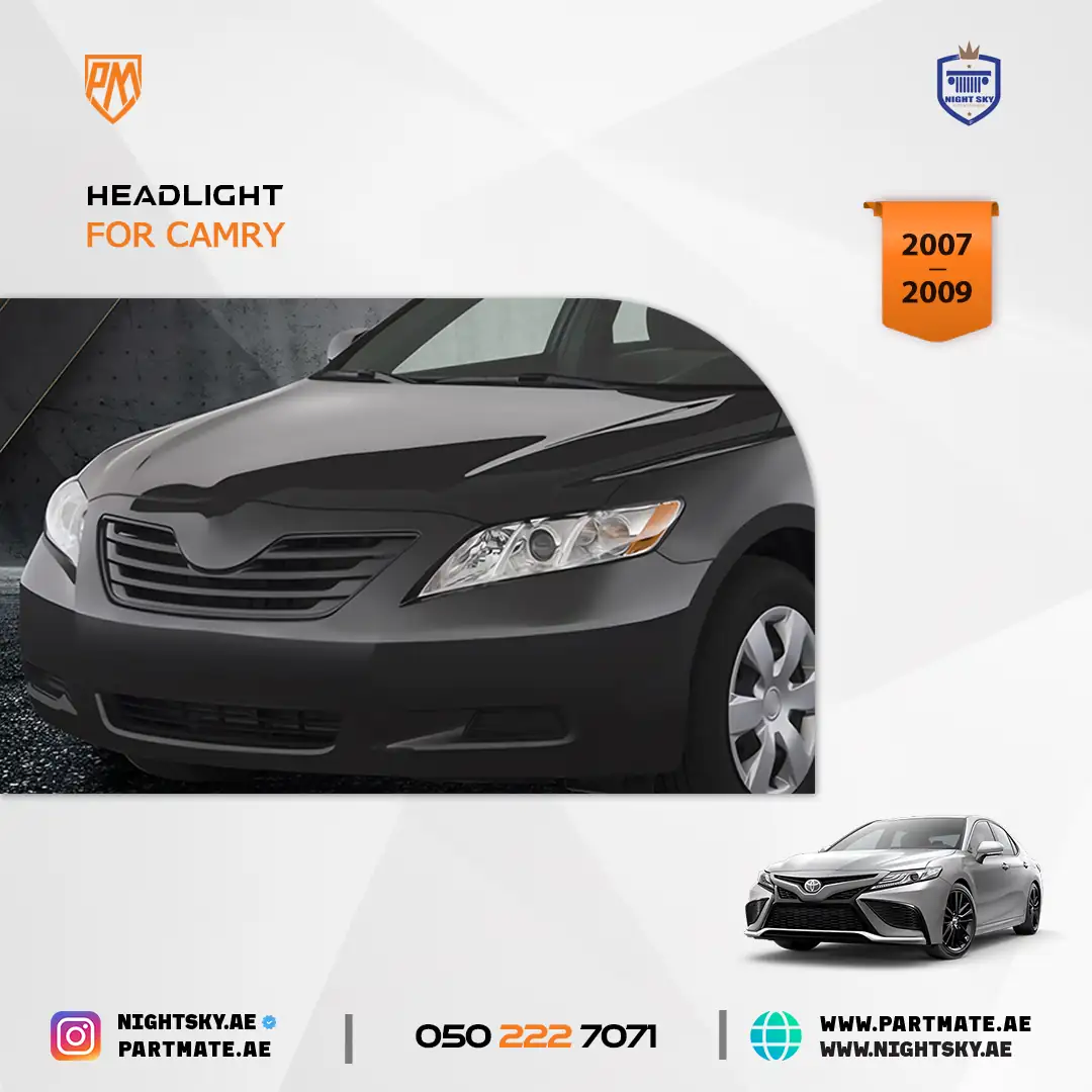 Toyota Camry Projector Headlight Assembly Pair 2007-2009 Chrome Housing Clear Lens (Non-Hybrid) - Image 3