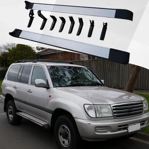 Toyota Land Cruiser FJ100 Aluminum Side Step Running Board Black & White 1998-2007