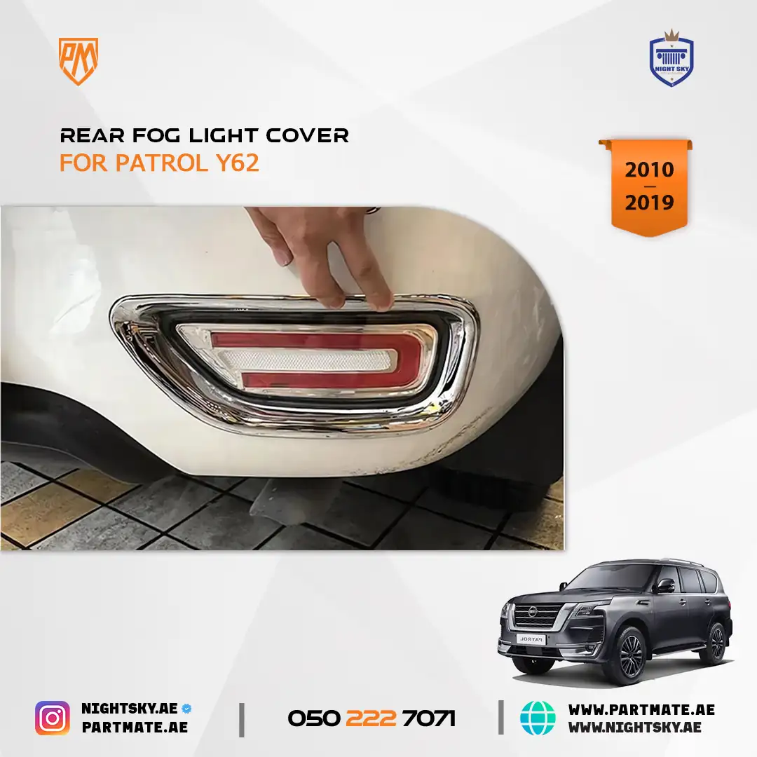 Nissan Patrol Y62 Rear Bumper Fog Light Chrome Cover Trim 2016-2018 - Image 5