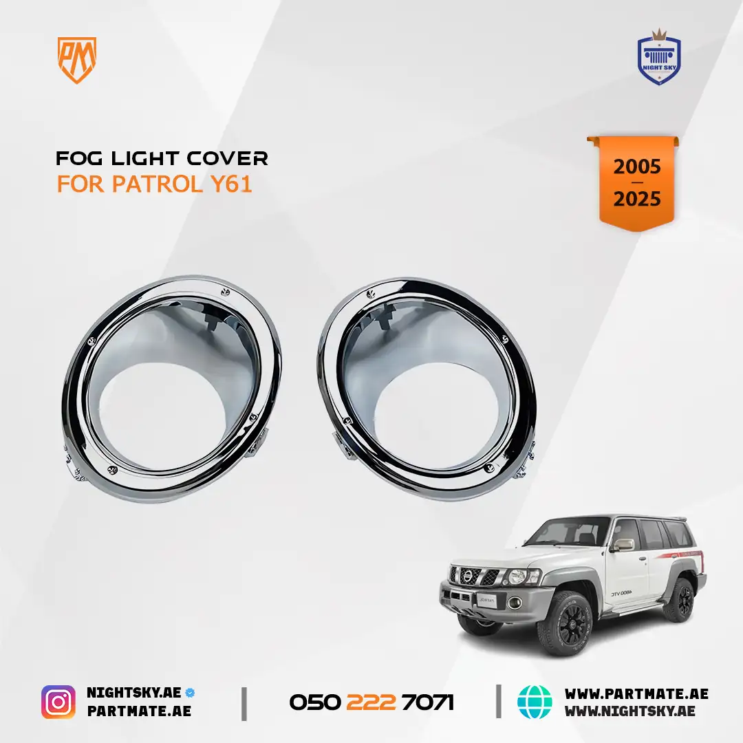 Nissan Patrol Y61 Front Fog Light Chrome Trim Cover Set 2005-2009 - Image 3