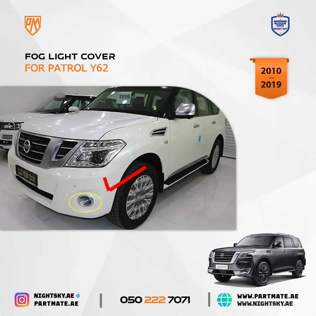 Nissan Patrol Y62 Chrome Front Fog Light Frame Trim 2010-2019 - Image 4