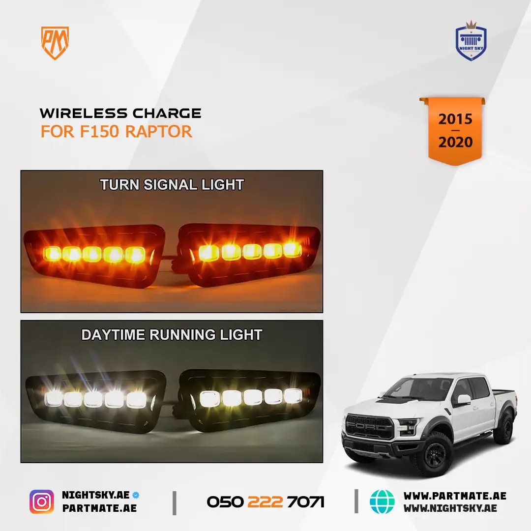 Ford F150 Raptor LED DRL Fog Light Kit White Amber Switchback 2015-2020 - Image 5